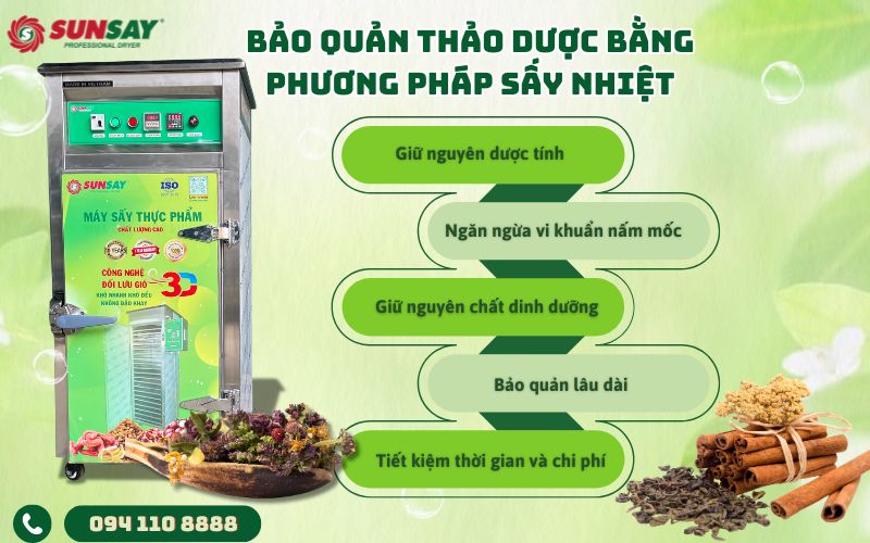 Bảo quản thảo dược bằng phương pháp sấy nhiệt