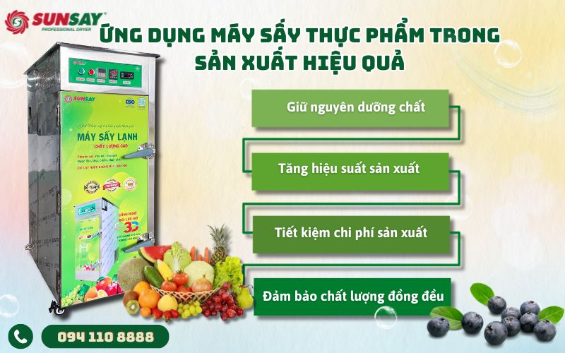 Ứng dụng máy sấy thực phẩm trong sản xuất